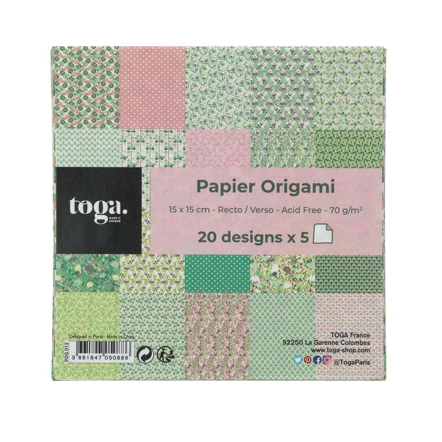 100 papiers imprimé Origami Kyoto - 15x15 cm