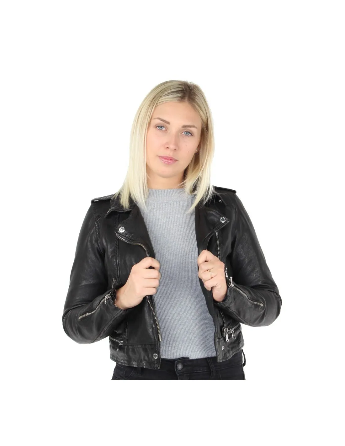 Blouson Oakwood Kyoto en cuir ref 44595 Noir