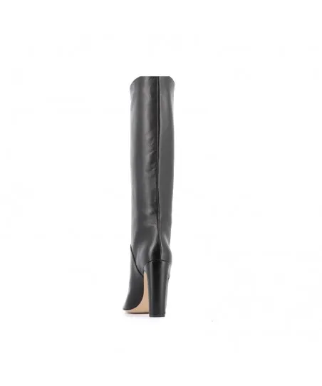 Botte Roma Cuir Noir à Talon Carré