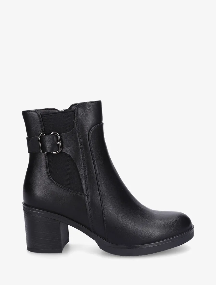 Bottines en simili à talon et ceinturon - Noir
