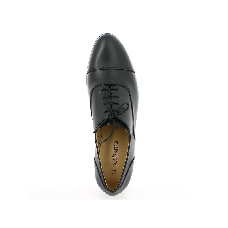 Chaussure à lacets femme cuir noir petit talon Edna