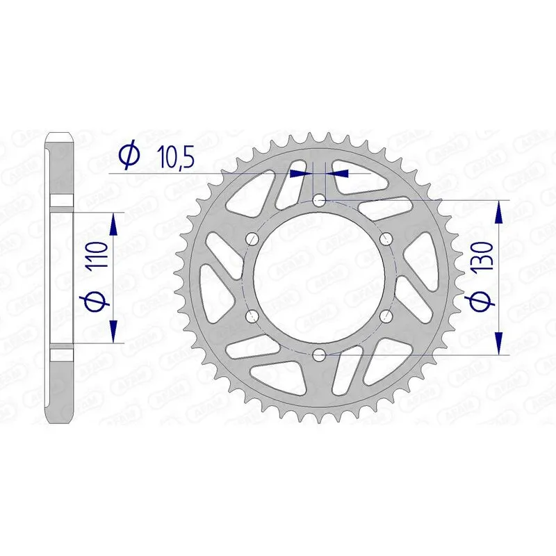 Couronne AFAM 43 dents alu pas 530 type 13813