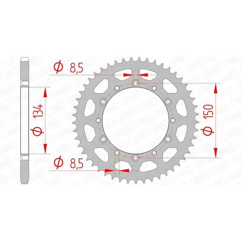 Couronne AFAM 50 dents acier pas 520 type 16204 Kawasaki
