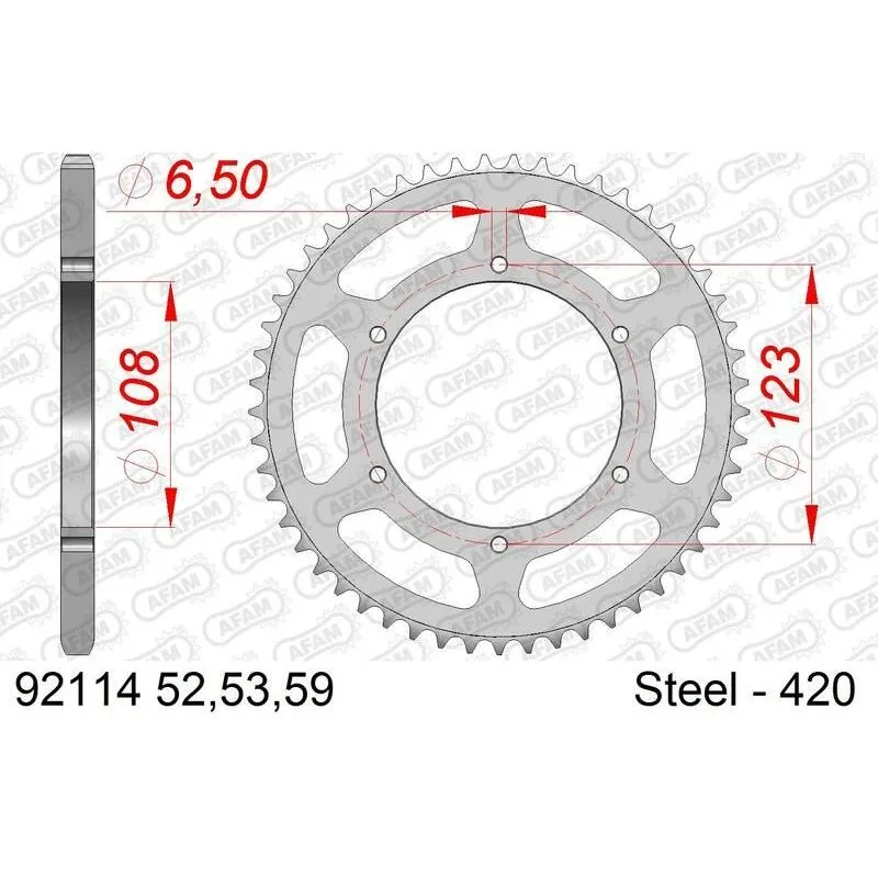 Couronne AFAM 59 dents acier pas 420 type 92114