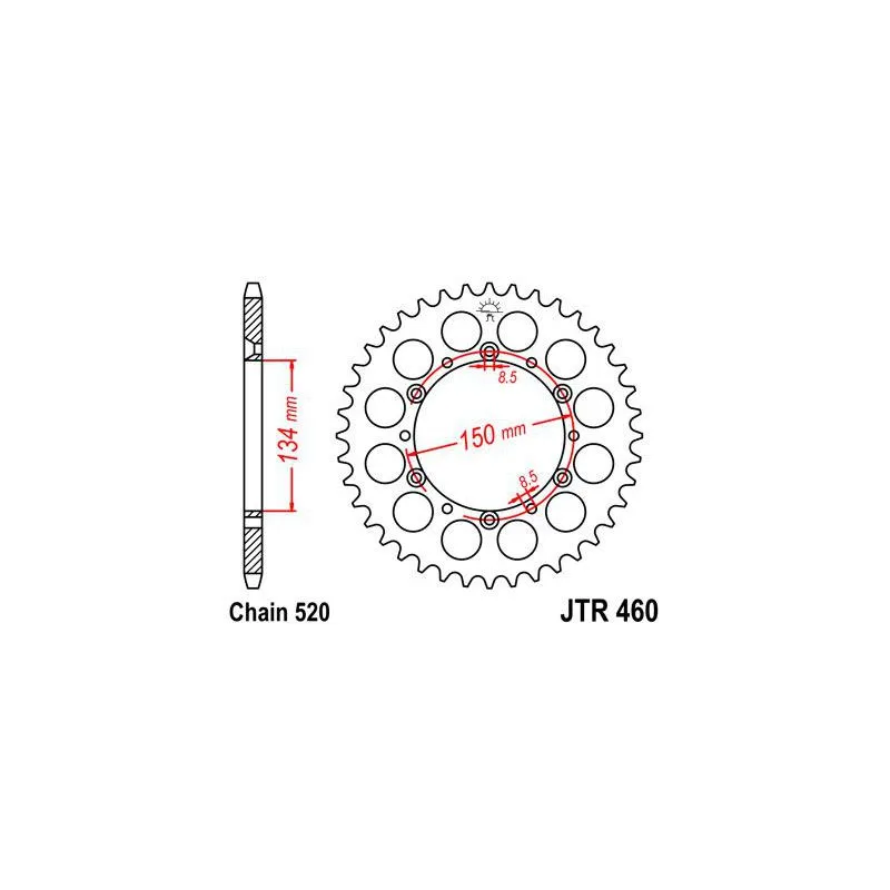 Couronne JT SPROCKETS 45 dents acier pas 520 type 460