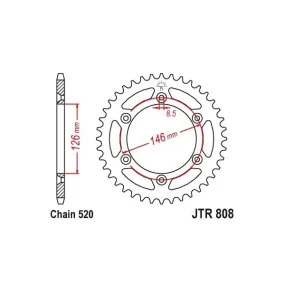 Couronne JT SPROCKETS acier anti-boue 808 - 520