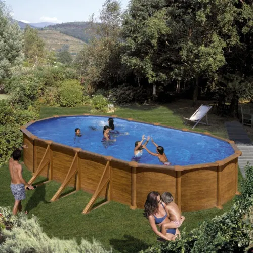 Gre Pools Piscine ovale acier 7,44m x 3,99m x H: 1,32m - Imitation ...