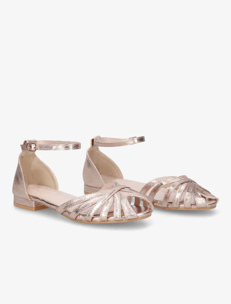 Nu-pieds multi-brides en simili - Rose gold
