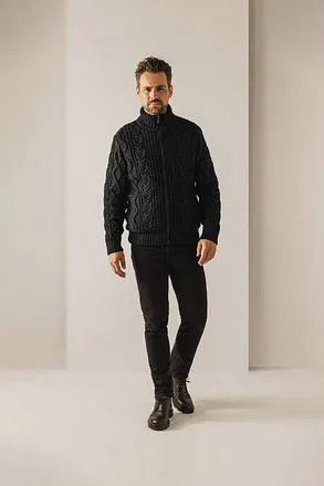 State Of Art Cardigan Heavy Cable Mix Laine Vert Foncé 1612